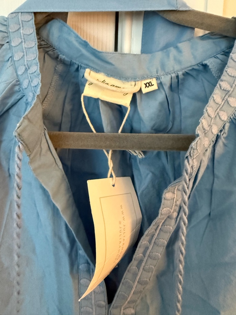 Julia Amory Light Blue Embroidered Tassel Tunic Dress - Picture 3 of 8